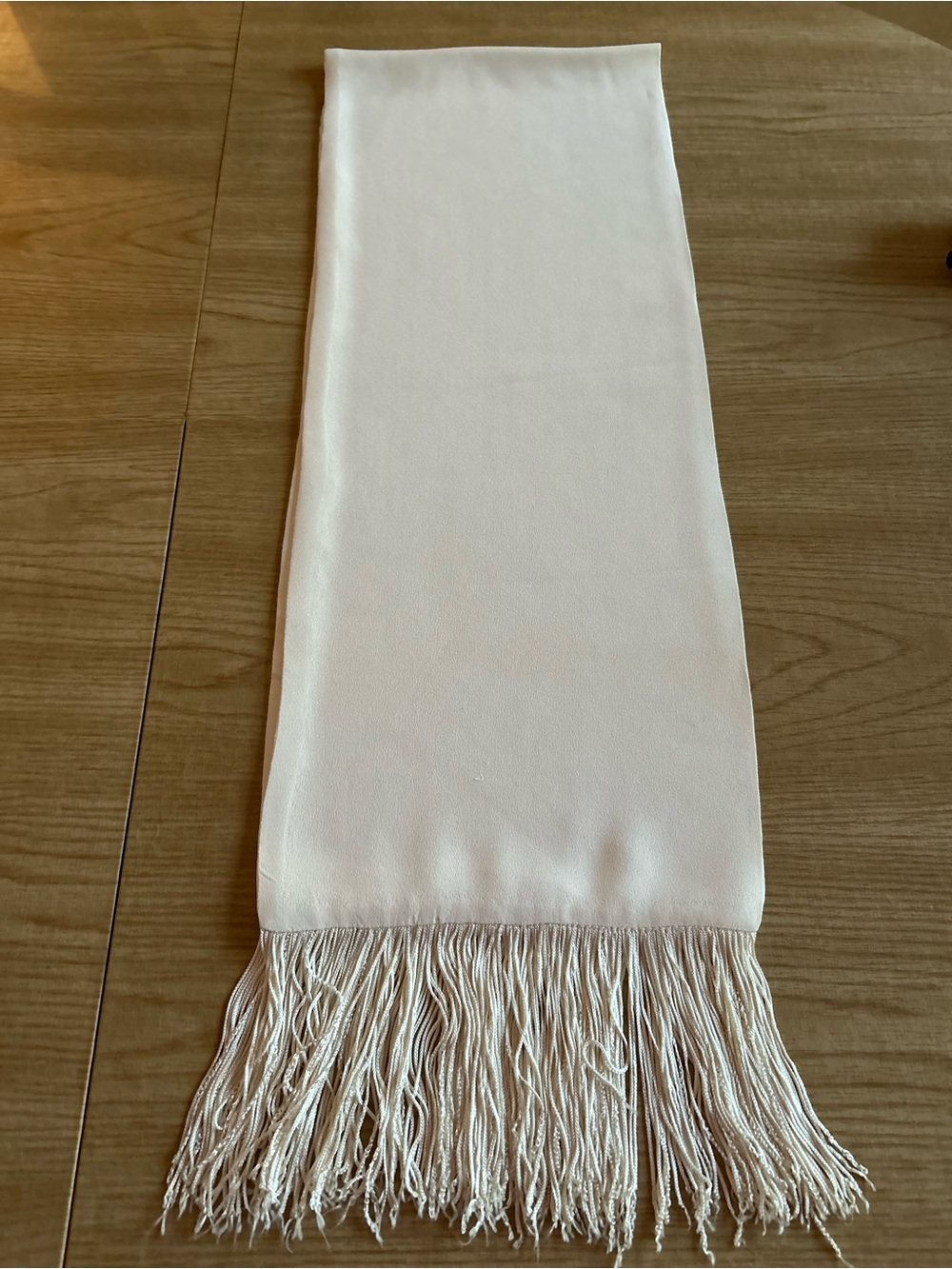 UNBRANDED - CREAM SILK CREPE SCARF WITH FRINGE